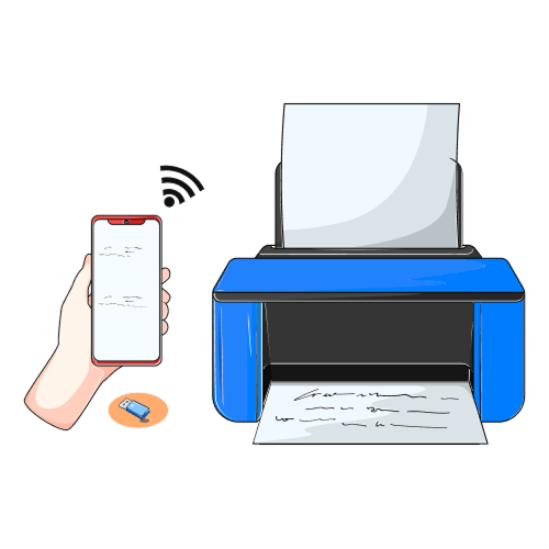 Phone sending a document wirelessly to a printer